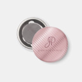 Roos Gold Sjabloon Monogram Modern Elegant Magneet (Voorkant / Achterkant)