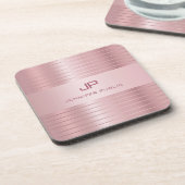 Roos Gold Sjabloon Monogrammen Modern Elegant Bier Onderzetter (Linkerzijde)