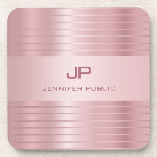 Roos Gold Sjabloon Monogrammen Modern Elegant Bier Onderzetter