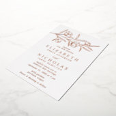 Roos Gold Sketched Floral Wedding Folie Uitnodiging (Gedraaid)