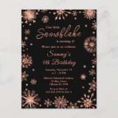 Roos Gold Sneeuwvlokken Verjaardagsfeest Briefkaart (Voorkant)