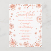 Roos Gold Sneeuwvlokken Verjaardagsfeest Briefkaart (Voorkant)