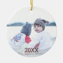 Roos Gold Snowflake 2 Sided Photo Kerstmis Keramisch Ornament