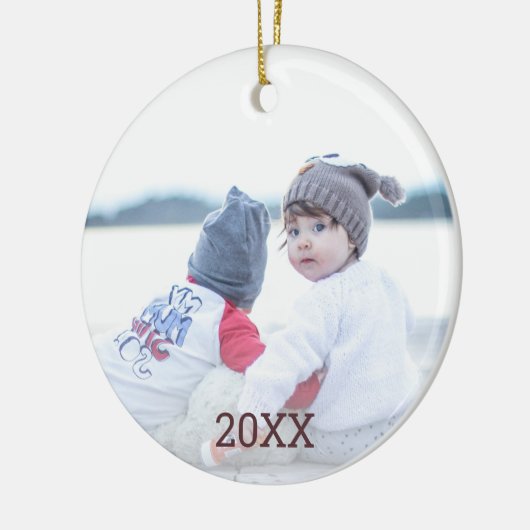 Roos Gold Snowflake 2 Sided Photo Kerstmis Keramisch Ornament (Links)