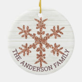 Roos Gold Snowflake 2 Sided Photo Kerstmis Keramisch Ornament (Achterkant)