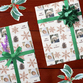Roos Gold Snowflake 3 Foto-collage kerstmis Cadeaupapier