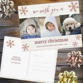 Roos Gold Snowflake 3 Foto Merry Kerstmis Briefkaart