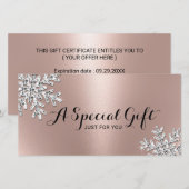 Roos Gold Snowflake Beauty Salon Cadeaubonnen (Voorkant / Achterkant)