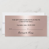 Roos Gold Snowflake Beauty Salon Cadeaubonnen (Achterkant)