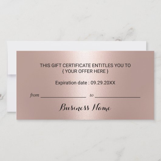 Roos Gold Snowflake Beauty Salon Cadeaubonnen (Achterkant)