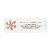 Roos Gold Snowflake Chic Rustic Wood Holiday Etiket (Voorkant)
