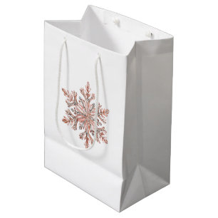 Roos Gold Snowflake Christmas Medium Cadeauzakje
