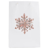 Roos Gold Snowflake Christmas Medium Cadeauzakje (Voorkant)