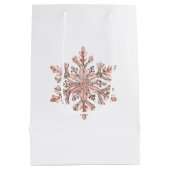 Roos Gold Snowflake Christmas Medium Cadeauzakje (Achterkant)
