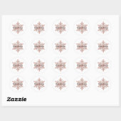 Roos Gold Snowflake Christmas Ronde Sticker (Vel)