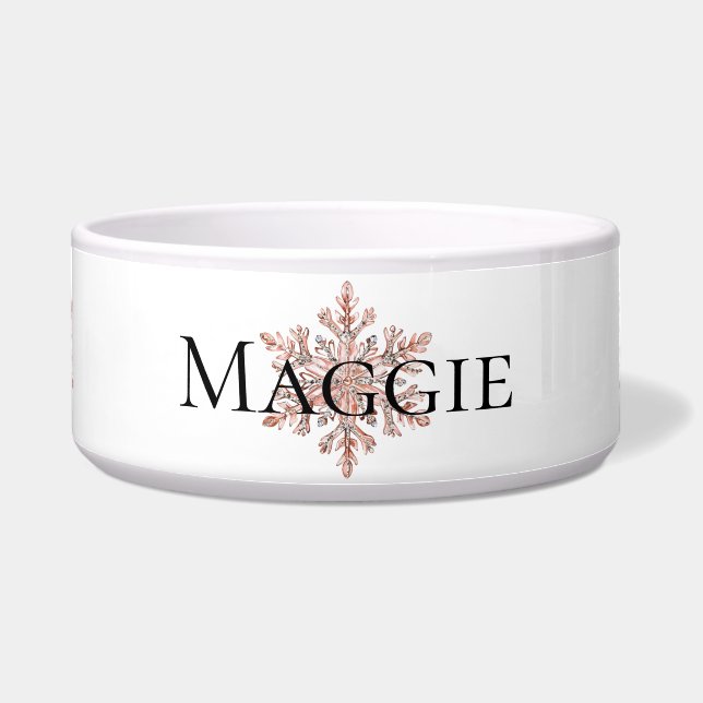 Roos Gold Snowflake Christmas Voerbakje (Voorkant)