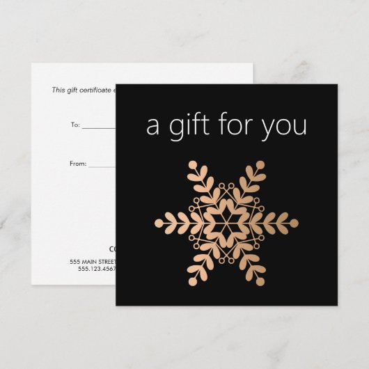 Roos Gold Snowflake Holiday Cadeaubon (Voorkant / Achterkant)