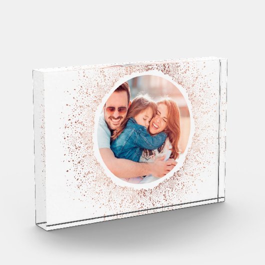 Roos Gold Snowflake-kerstfeestdag fotoblok (Links)