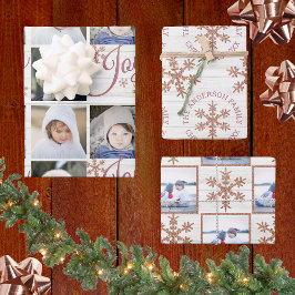 Roos Gold Snowflake kerstfeestdag Uw foto's Inpakpapier Vel