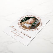 Roos Gold Snowflake kerstfoto Folie Feestdagenkaart (Gedraaid)