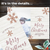 Roos Gold Snowflake Rustige Kerstmis Uw foto Briefkaart