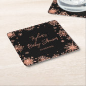 Roos Gold Snowflakes Baby shower Kartonnen Onderzetters (Schuin)