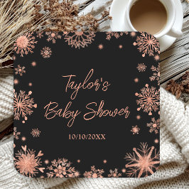 Roos Gold Snowflakes Baby shower Kartonnen Onderzetters