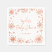 Roos Gold Snowflakes Baby shower Servet (Voorkant)
