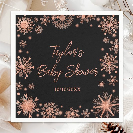 Roos Gold Snowflakes Baby shower Servet