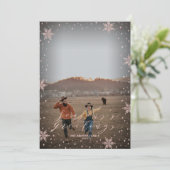 Roos Gold Snowflakes Holiday Foto Wenskaart Kaart (Staand voorkant)