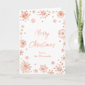 Roos Gold Snowflakes Merry Kerstry Feestdagen Kaart (Voorkant)