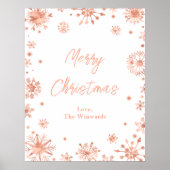 Roos Gold Snowflakes Merry Kerstry Poster (Voorkant)