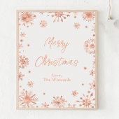 Roos Gold Snowflakes Merry Kerstry Poster