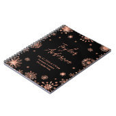 Roos Gold Snowflakes op Black Birth Stats Notitieboek (Linkerzijde)
