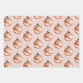 Roos Gold Snowflakes Ornamenten Kerst Inpakpapier Vel (Voorkant 3)