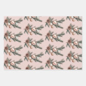 Roos Gold Snowflakes Ornamenten Kerst Inpakpapier Vel (Voorkant)