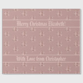 Roos Gold Snowflakes Patroon Elegant Kerstmis Cadeaupapier (Vlak)