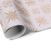 Roos Gold Snowflakes Pattern Cadeaupapier (Rol Hoek)