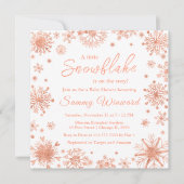 Roos Gold Snowflakes Winter Baby shower Kaart (Voorkant)