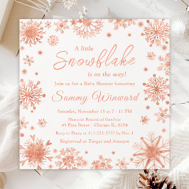 Roos Gold Snowflakes Winter Baby shower Kaart