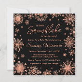 Roos Gold Snowflakes Winter Baby shower Kaart (Voorkant)