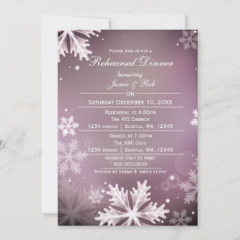 Roos Gold Snowflakes Winter Rehearsal Dinner Kaart