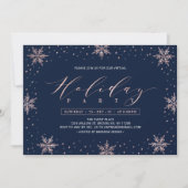 Roos Gold Snowflakes Winter Virtual Holiday Party Kaart (Voorkant)