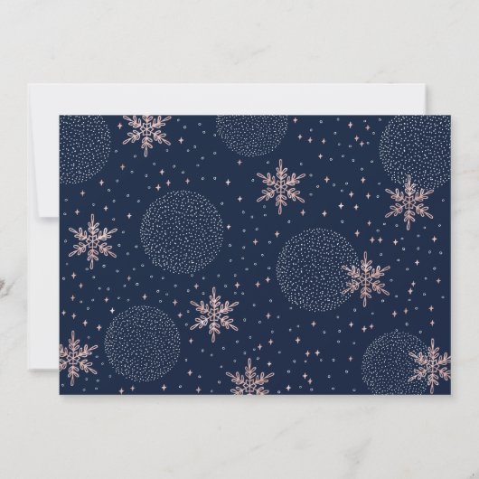 Roos Gold Snowflakes Winter Virtual Holiday Party Kaart (Achterkant)