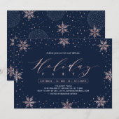 Roos Gold Snowflakes Winter Virtual Holiday Party Kaart (Voorkant / Achterkant)