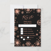 Roos Gold Snowflakes Wintermaaltijd Keuze RSVP Kaartje (Voorkant)