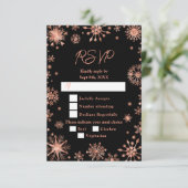 Roos Gold Snowflakes Wintermaaltijd Keuze RSVP Kaartje (Staand voorkant)