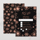 Roos Gold Snowflakes Wintermaaltijd Keuze RSVP Kaartje (Voorkant / Achterkant)