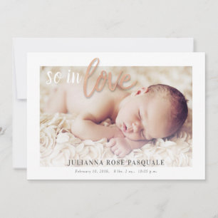 Roos Gold So in Love Birth Announouncement Card Aankondiging