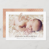 Roos Gold So in Love Geboorteaankondiging Kaart (Voorkant / Achterkant)